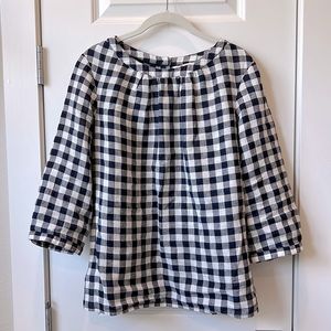 Boden Katie” Linen Gingham Top Size 10